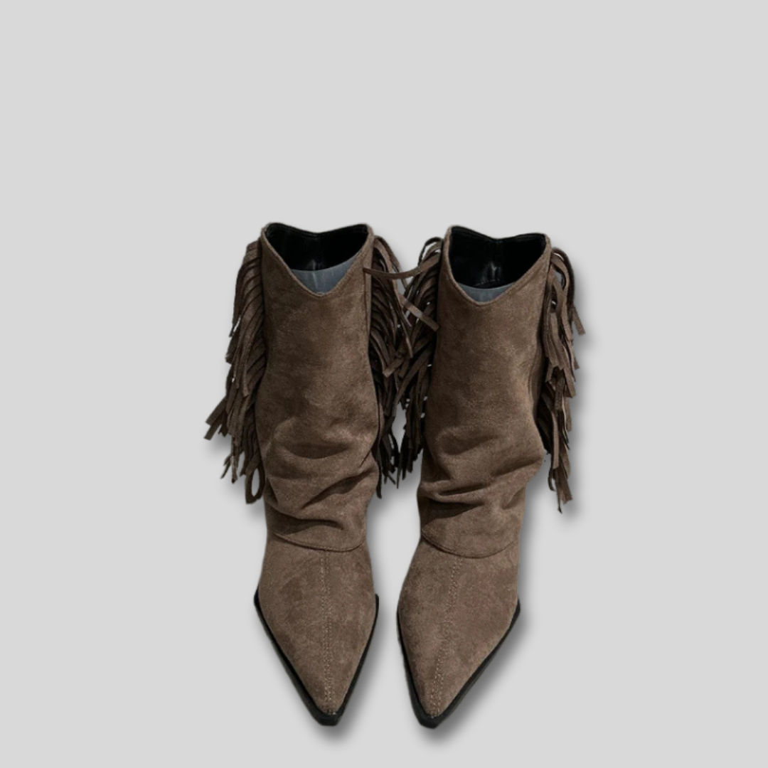 Women's Cowboy Boots Suede Western Style Casual Footwear