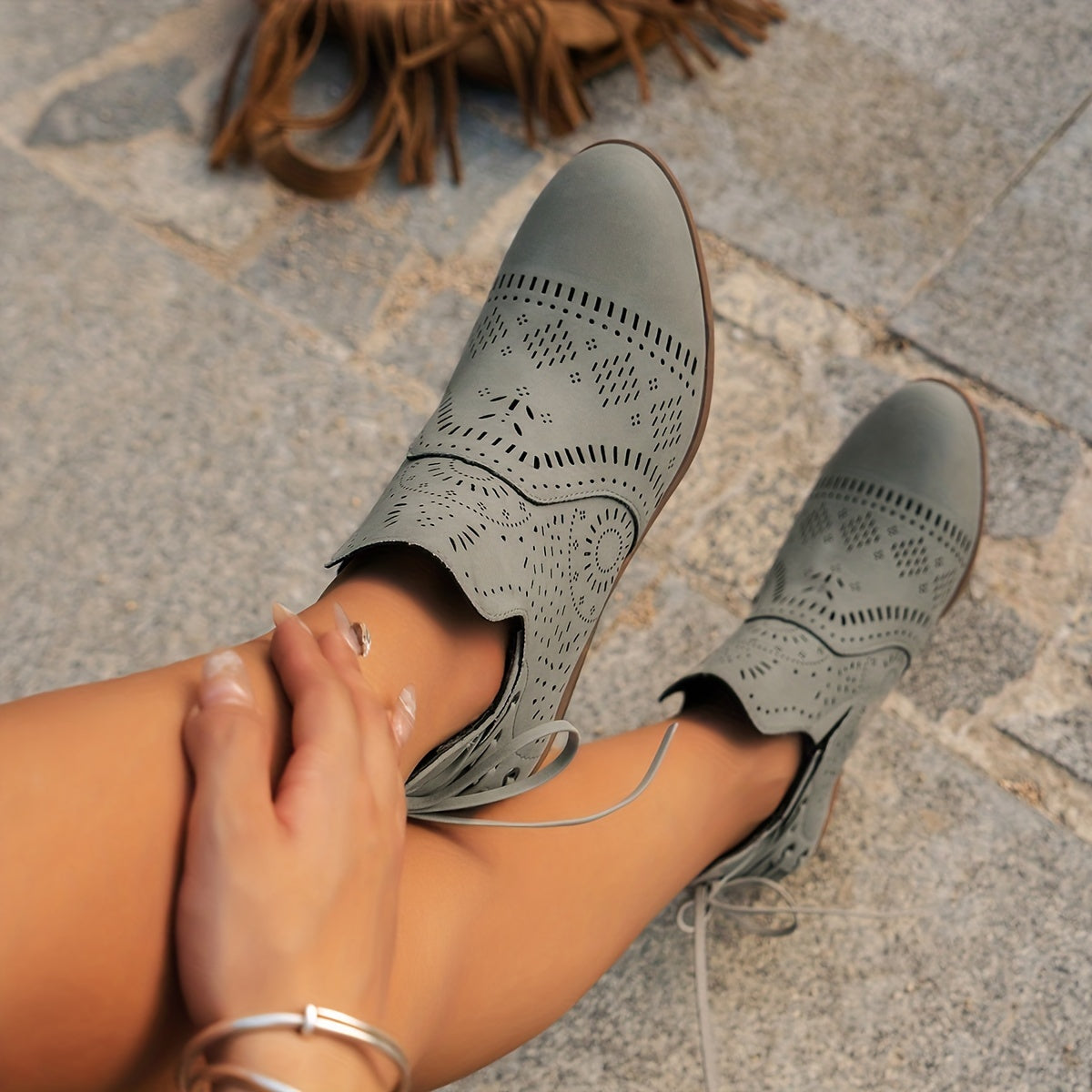 Women's Cutout Ankle Boots - Stylish Casual Footwear