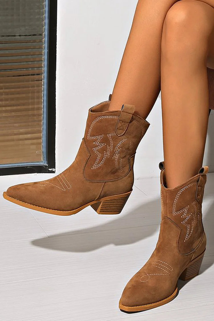 Women's Ankle Boots Western Chic Suede Casual Footwear