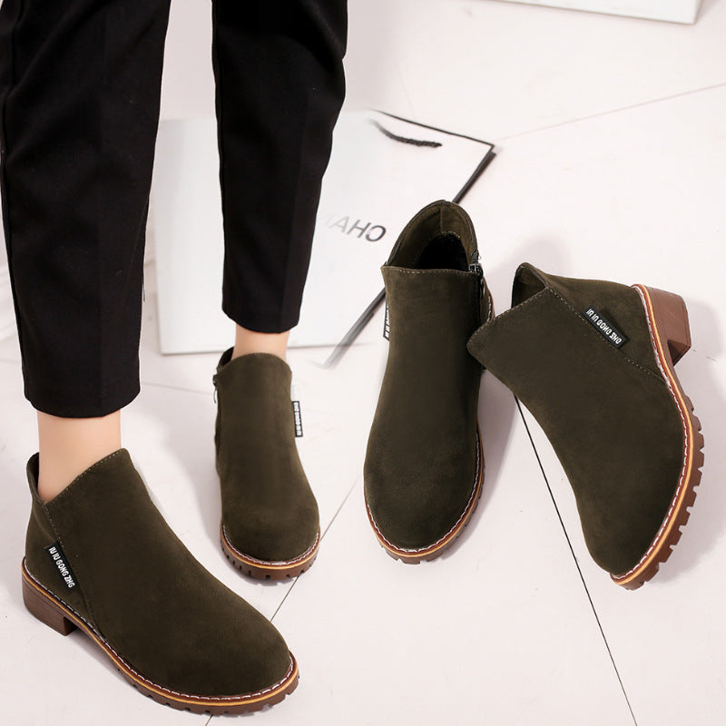 Women's Chelsea Ankle Boots Side Zip Low Heel Martin Boots
