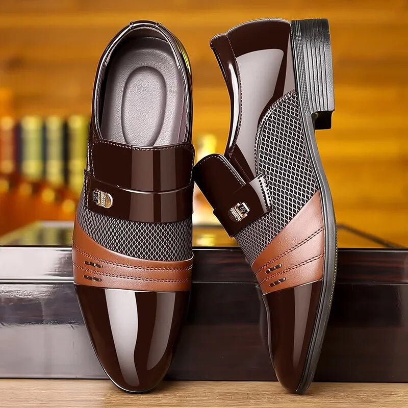 Men's Formal Shoes Black Leather Slip-On Dress Shoes