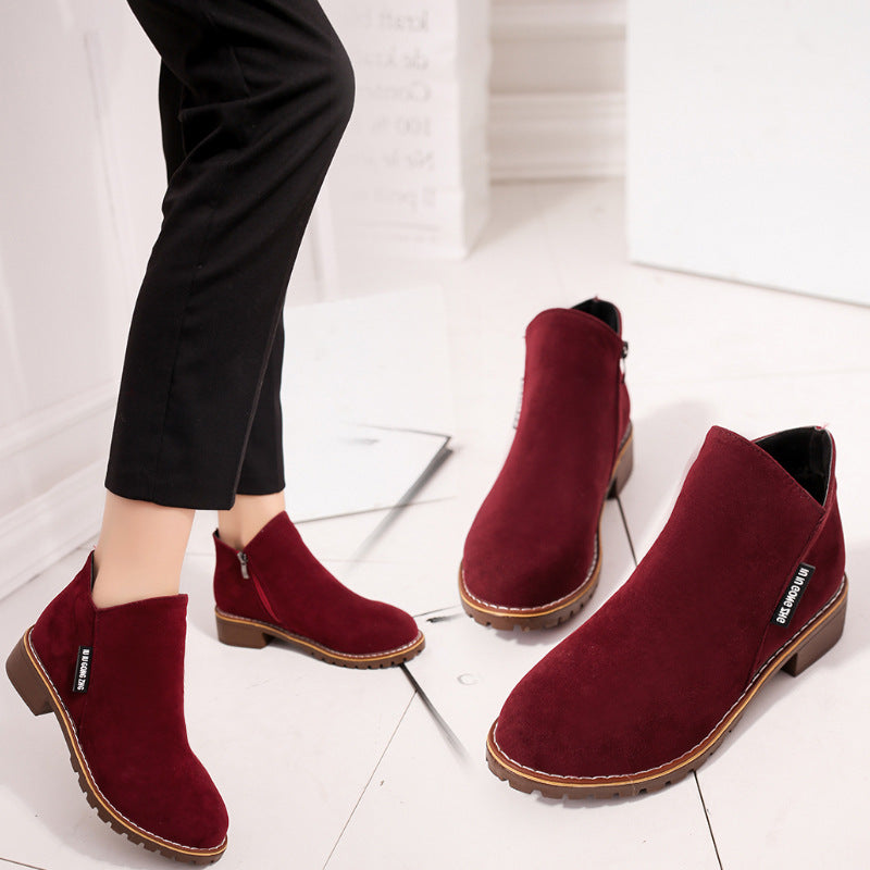 Women's Chelsea Ankle Boots Side Zip Low Heel Martin Boots
