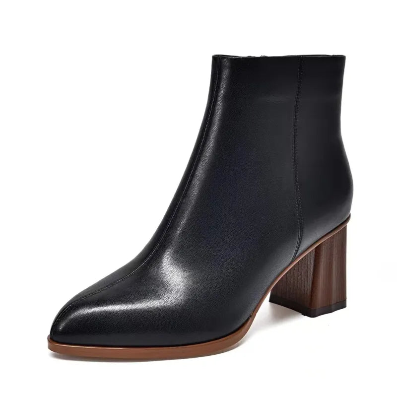 Women's Ankle Boots Pointed Toe Block Heel Casual Footwear