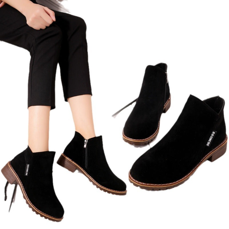 Women's Chelsea Ankle Boots Side Zip Low Heel Martin Boots
