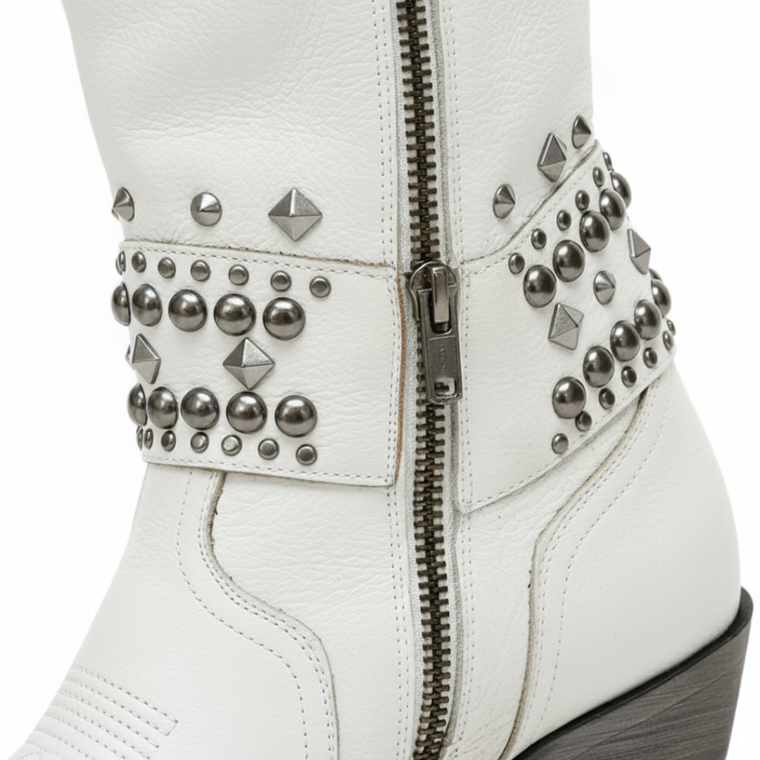Women's Knee-High Studded Cowboy Boots Orthopedic Casual Footwear