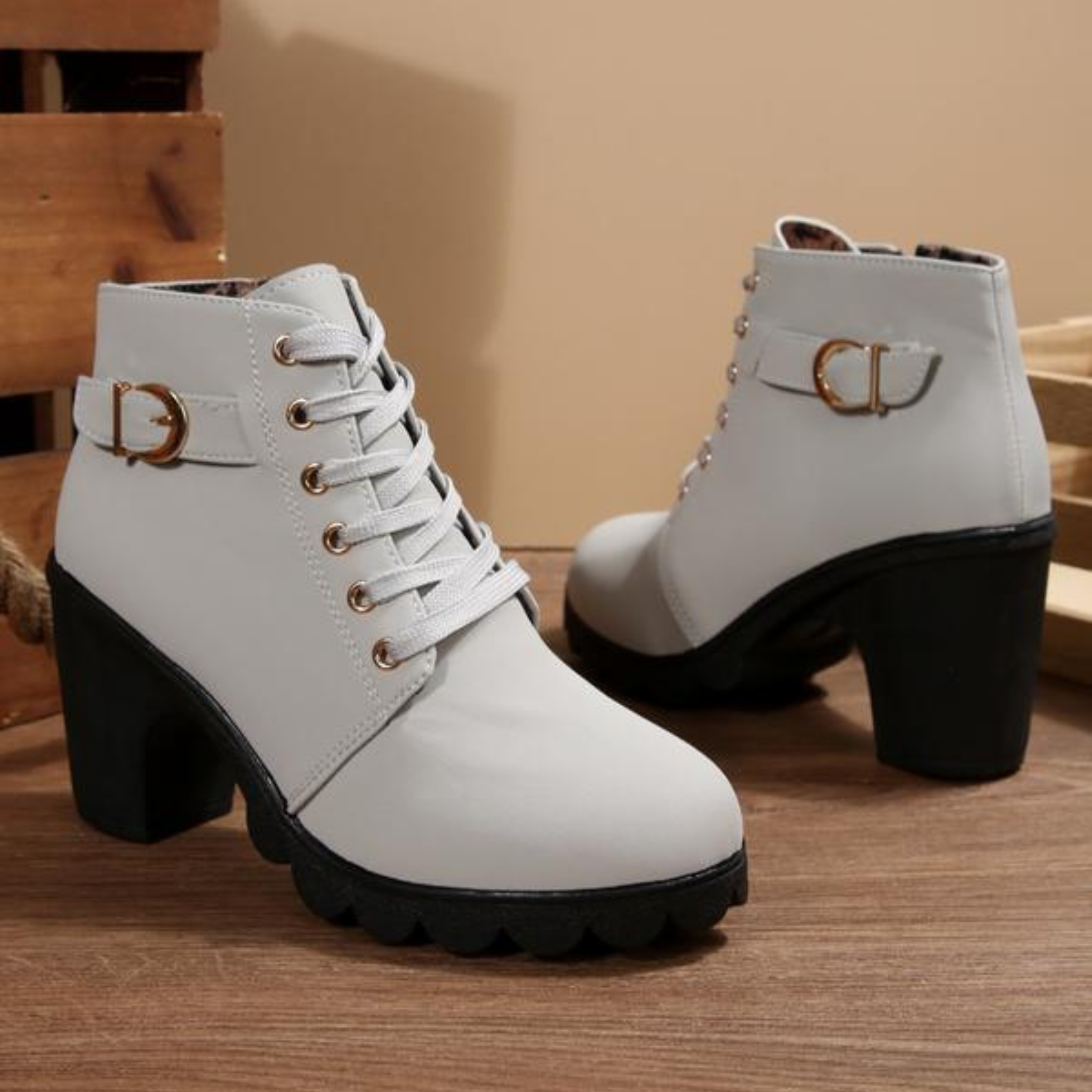 Women's Lace-Up Chunky Ankle Boots | Stylish Casual Footwear