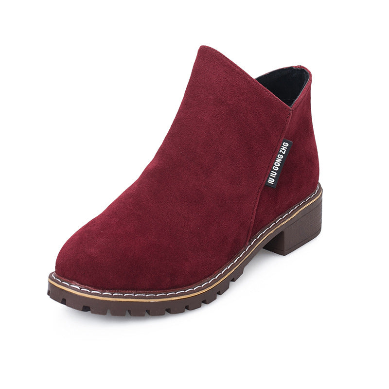 Women's Chelsea Ankle Boots Side Zip Low Heel Martin Boots