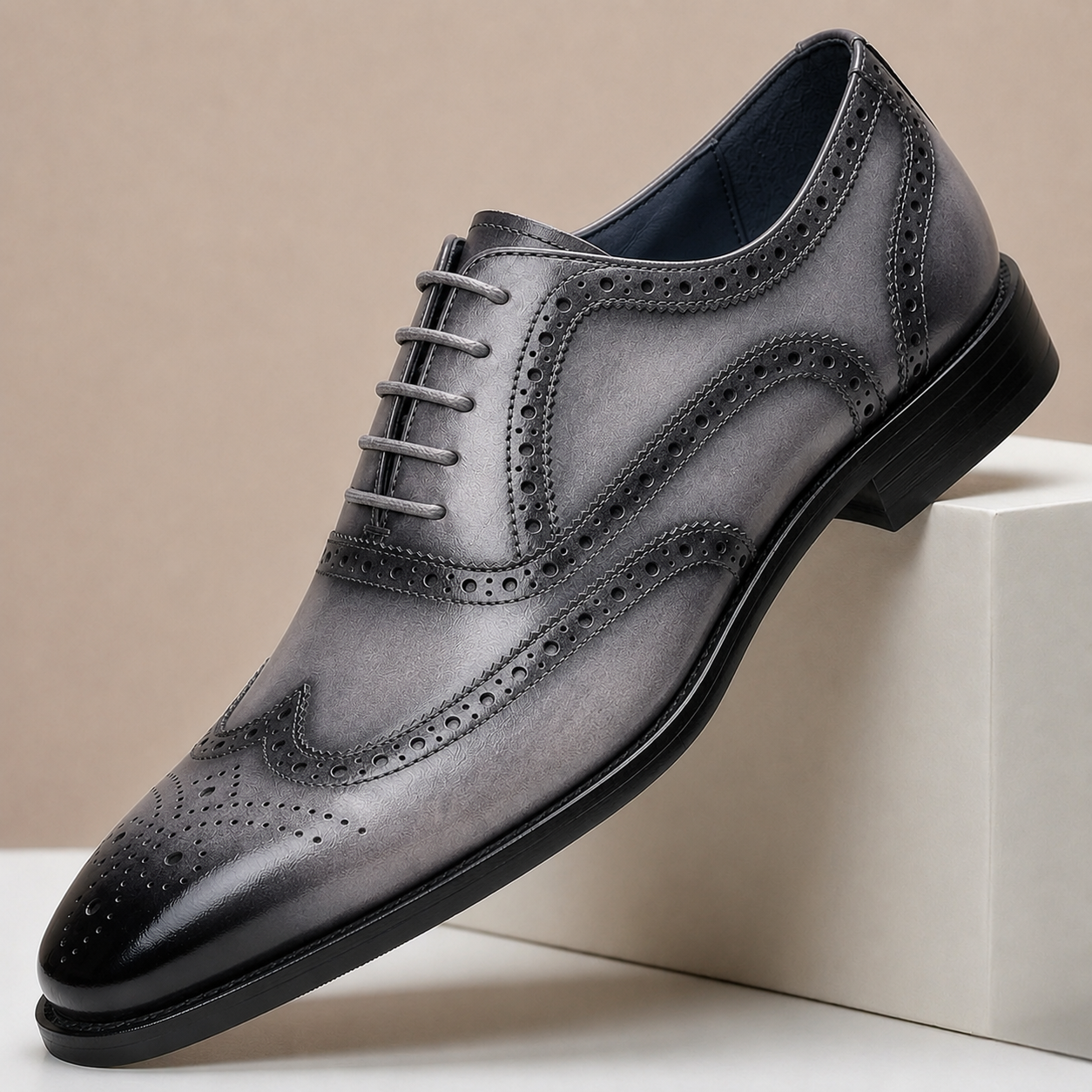 Men's Cowhide Leather Wedding Shoes Casual Slip-On Footwear
