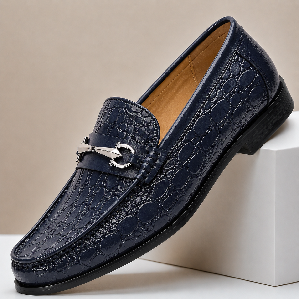 Men's Loafers Cowhide Leather Slip-On Casual Shoes