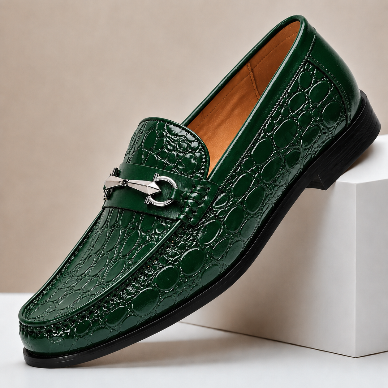 Men's Loafers Cowhide Leather Slip-On Casual Shoes