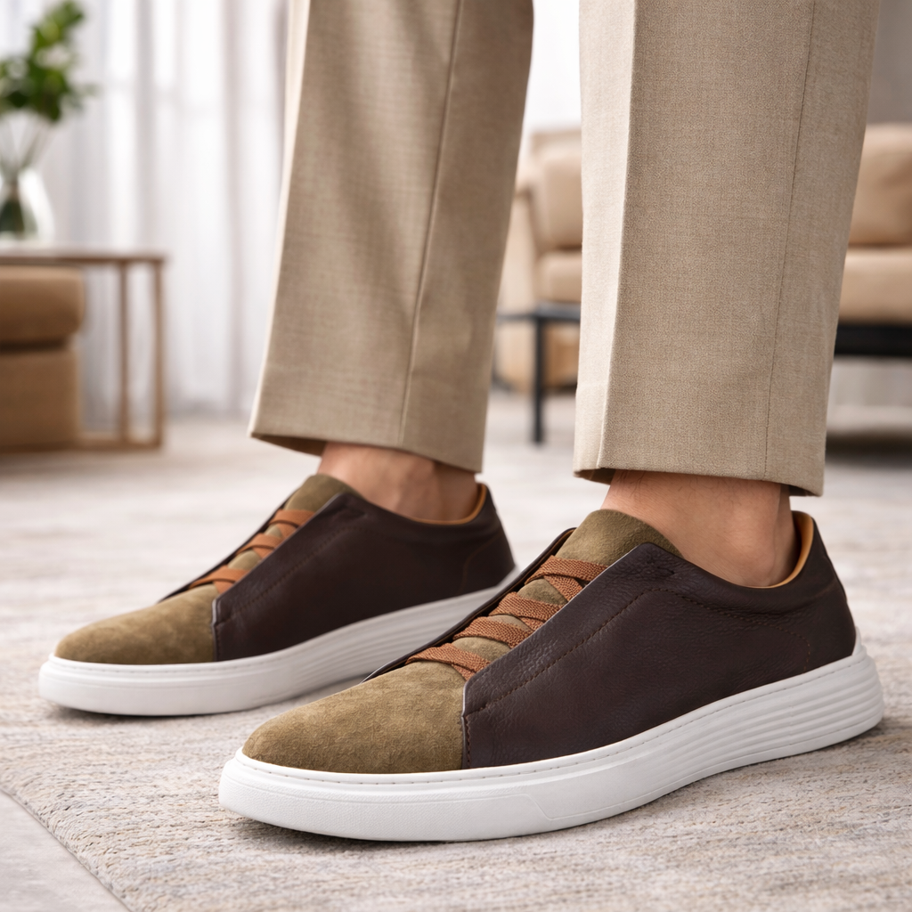 Men's Sneakers Full-Grain Leather & Suede Casual Footwear
