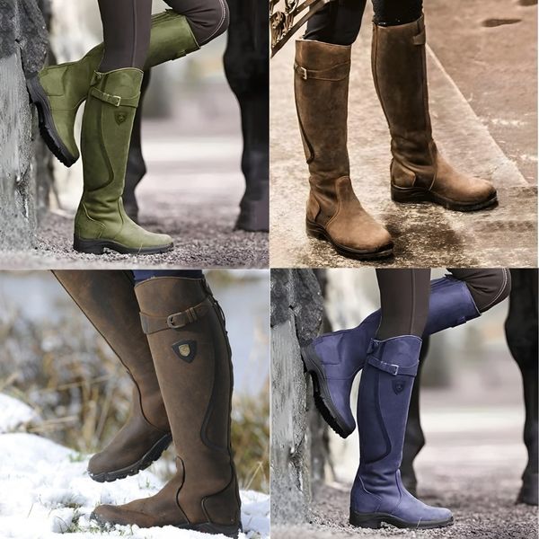 Women's Knee High Boots Black Leather Cushioned Insole Tall Design