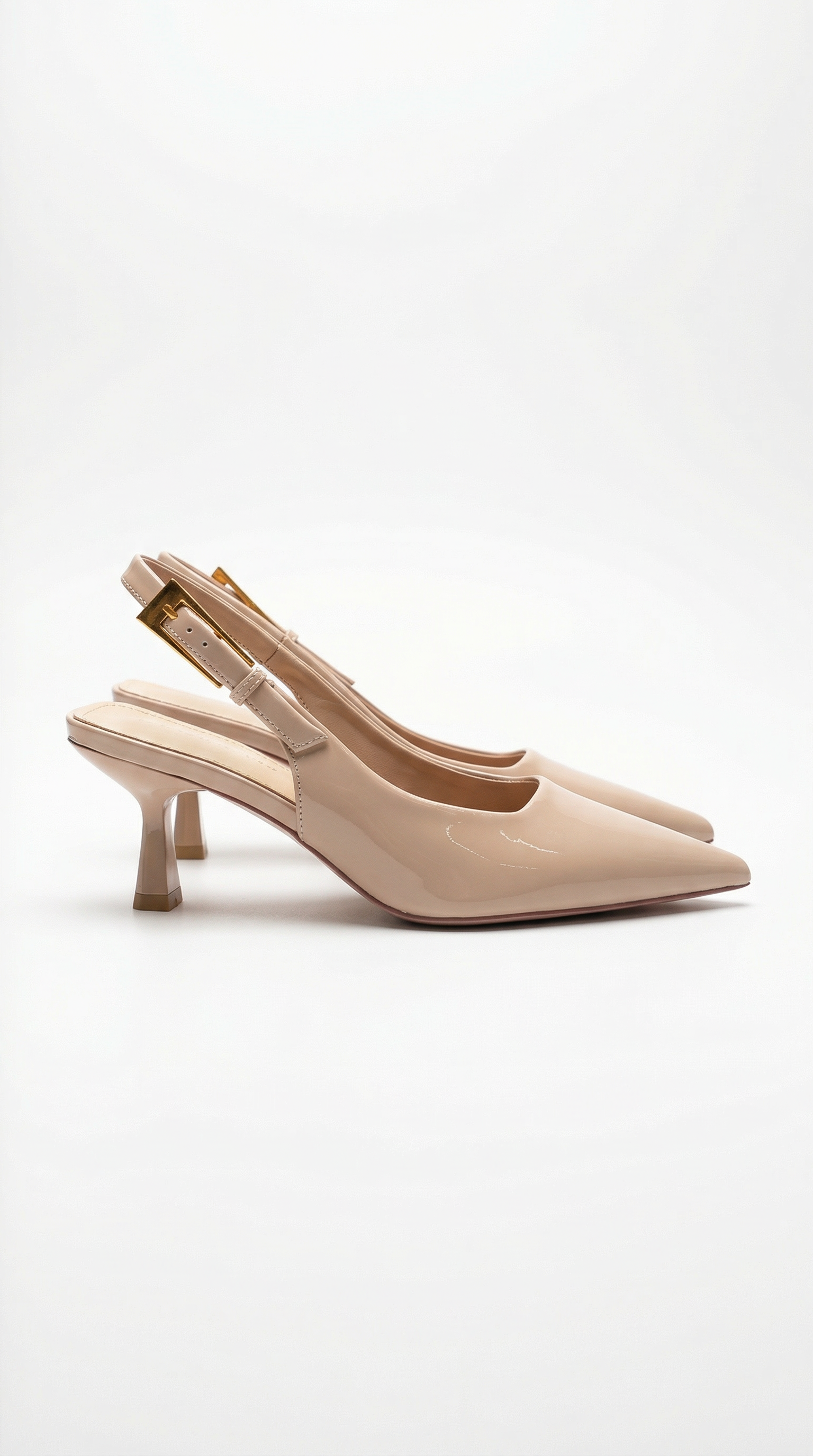 Leather Pointed Toe Kitten Heel Slingback Pumps