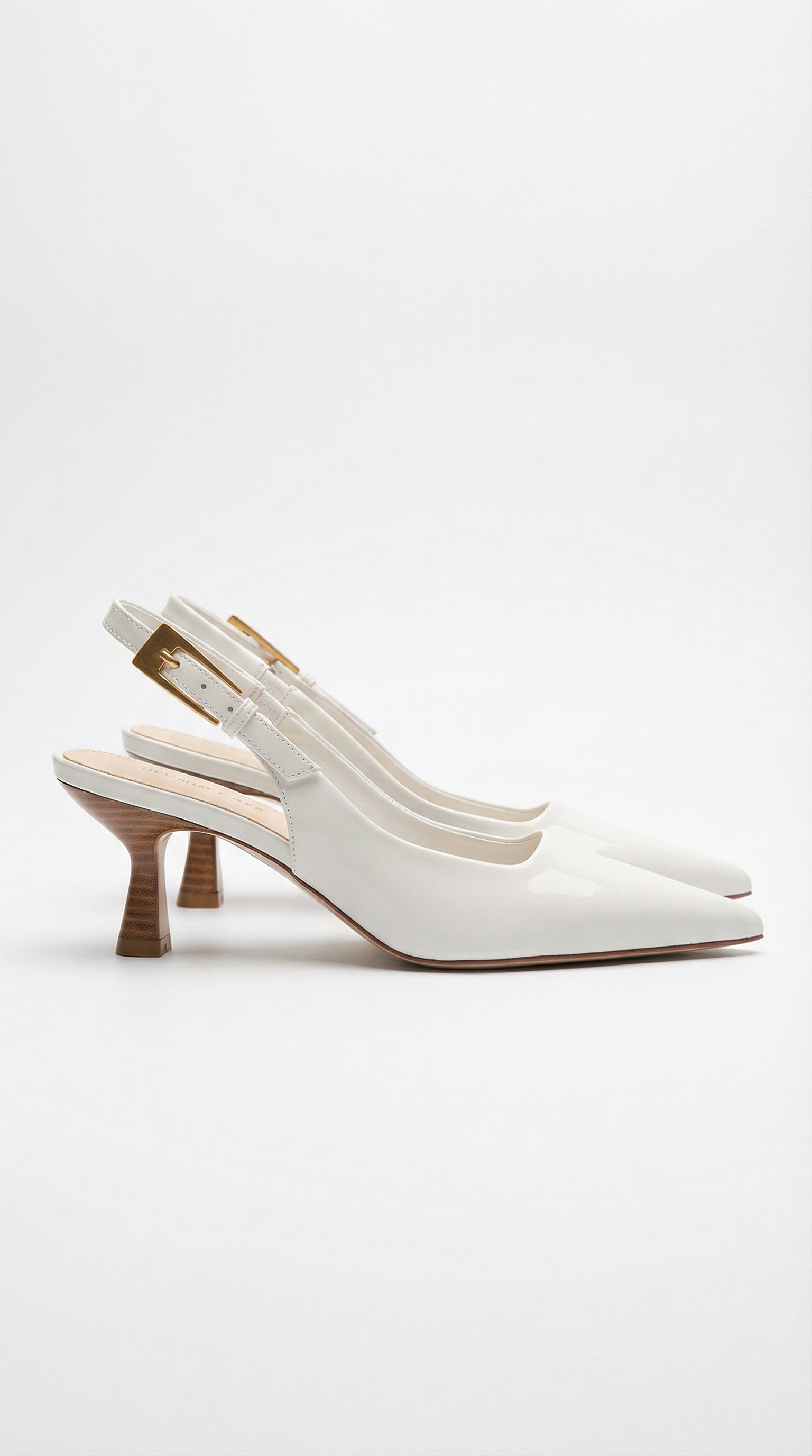 Leather Pointed Toe Kitten Heel Slingback Pumps