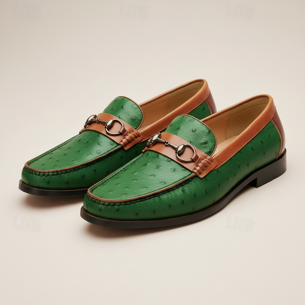 Men's Cowhide Leather Loafers Slip-On Casual Shoes