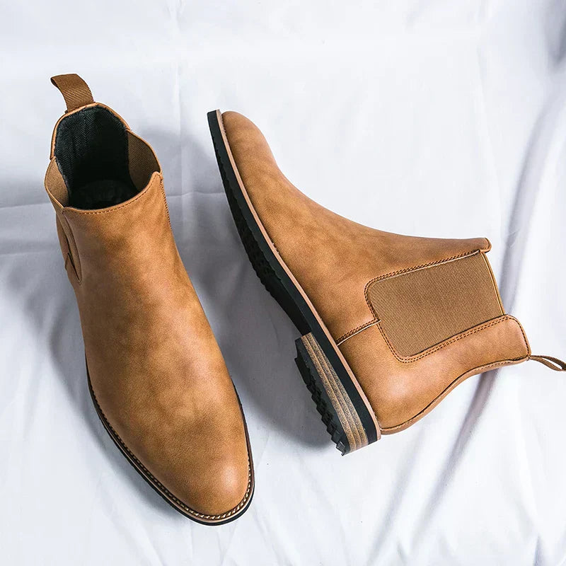 Men's Chelsea Boots Classic Round Toe Slip-On Casual Footwear