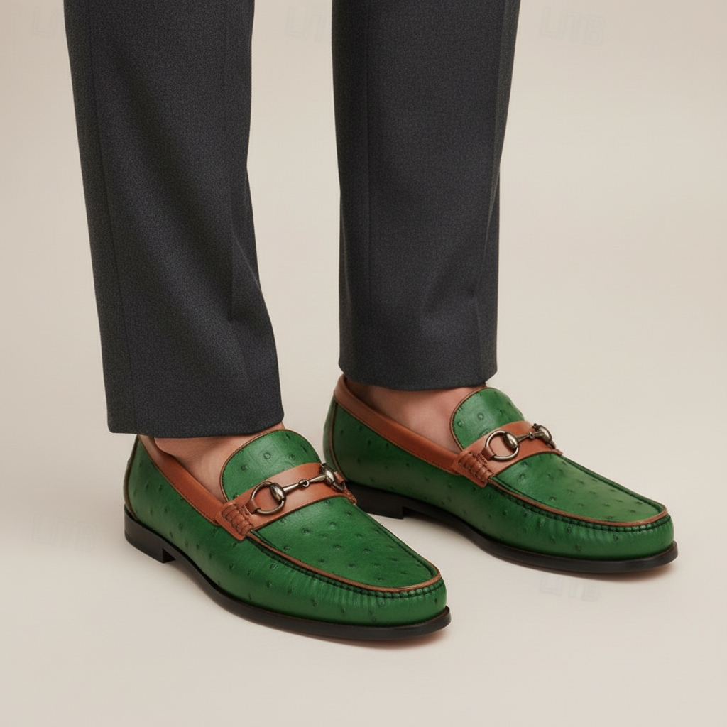 Men's Cowhide Leather Loafers Slip-On Casual Shoes