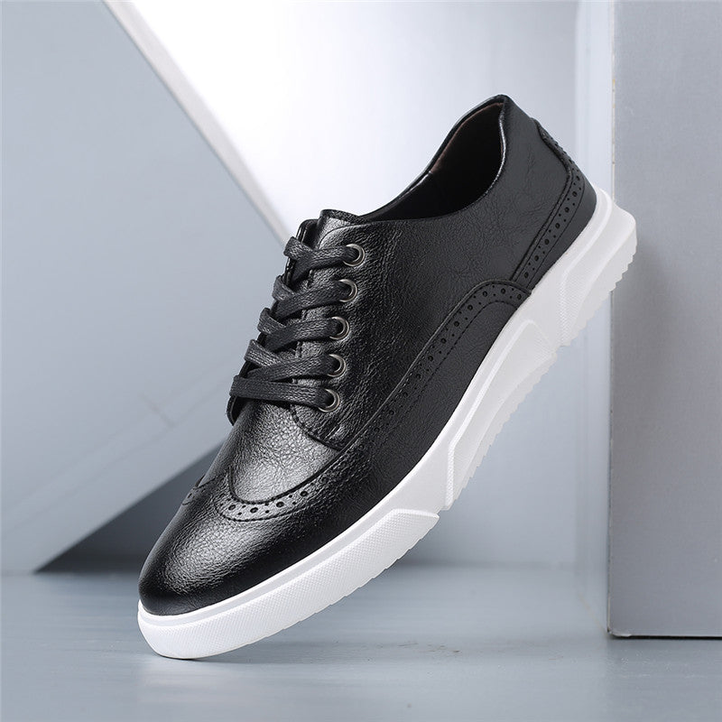 Men's Low-Top Sneakers Casual Leather Slip-On Shoes