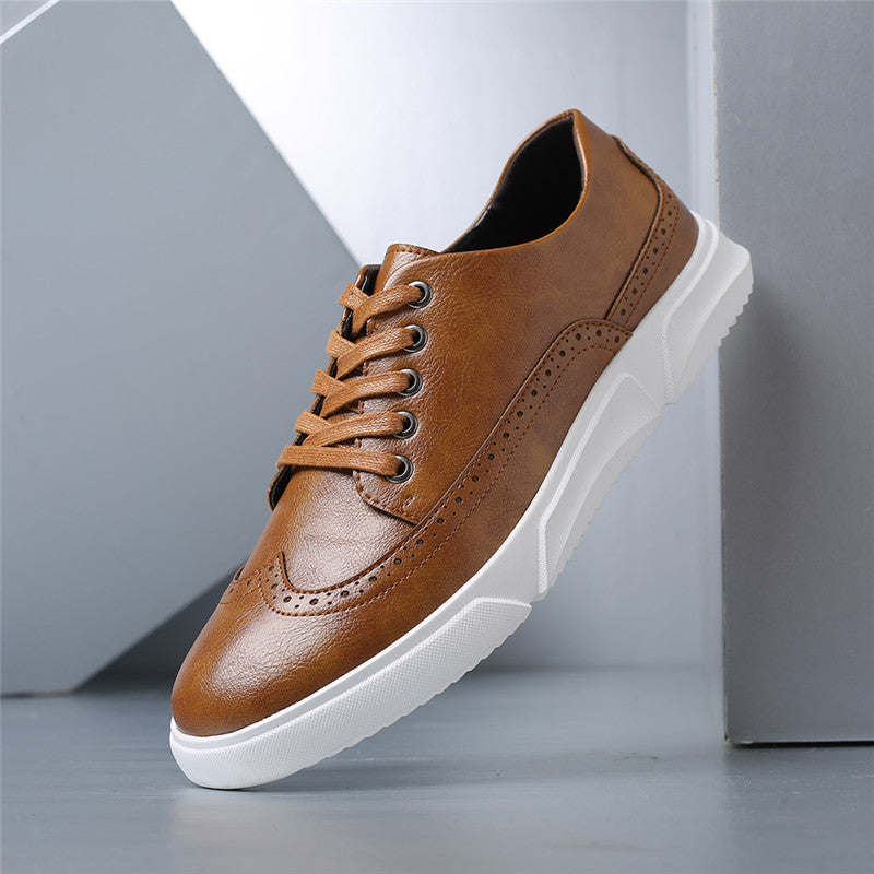 Men's Low-Top Sneakers Casual Leather Slip-On Shoes