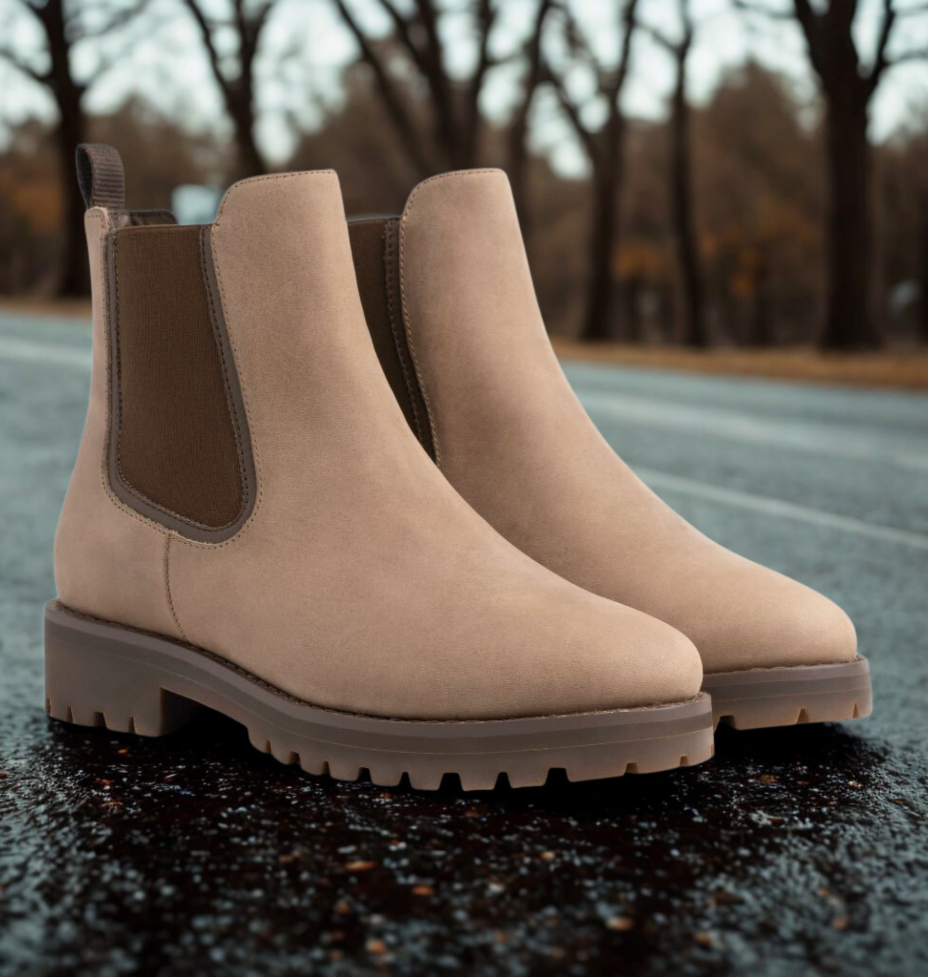 Women's Ankle Boots Chunky Lug Sole Sturdy Design Casual Footwear