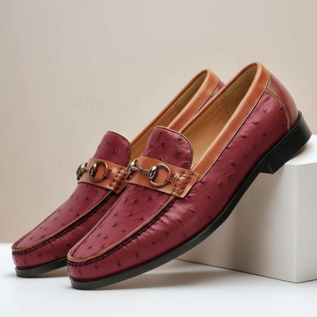 Men's Cowhide Leather Loafers Slip-On Casual Shoes