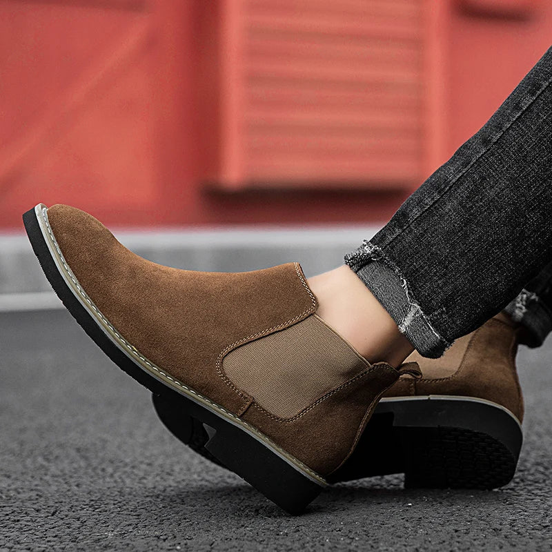 Men's Chelsea Boots Suede Slip-On Casual Footwear