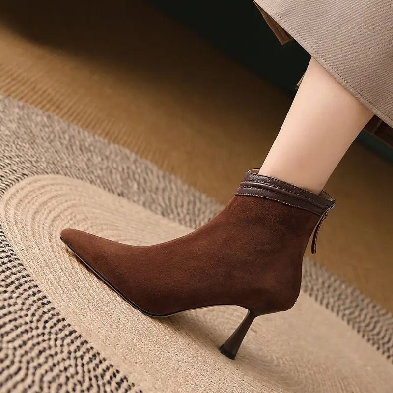 Women's Ankle Boots with Chunky Heel and Side Zipper | Casual Footwear