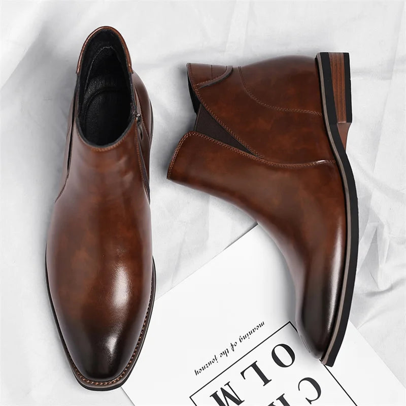Men's Chelsea Boots Leather Slip-On Casual Footwear
