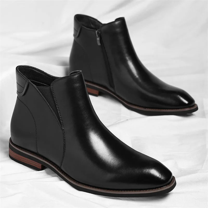 Men's Chelsea Boots Leather Slip-On Casual Footwear