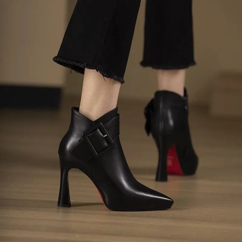 Women's Buckle Heel Boots | Stylish Ankle Length | Casual Footwear