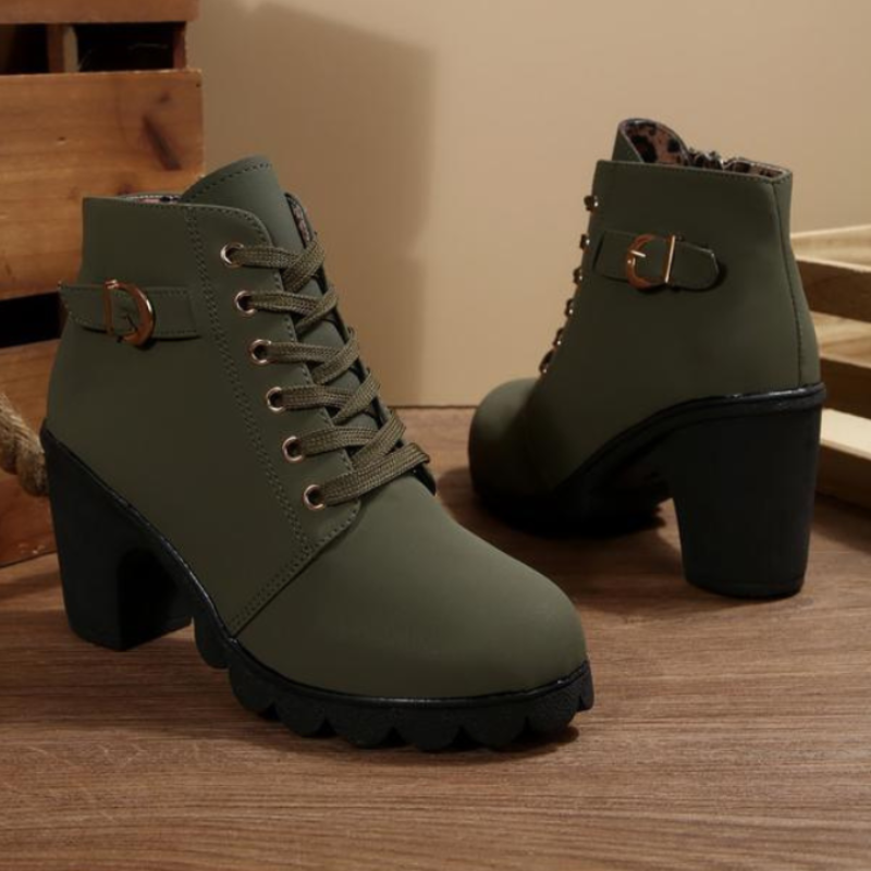 Women's Lace-Up Chunky Ankle Boots | Stylish Casual Footwear