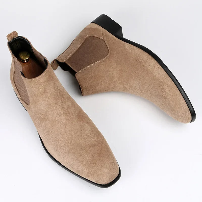 Men's Classic Square Toe Chelsea Boots | Slip-On Design | Casual Footwear