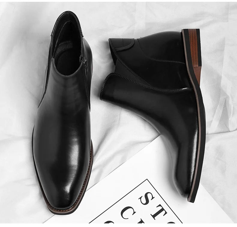 Men's Chelsea Boots Leather Slip-On Casual Footwear