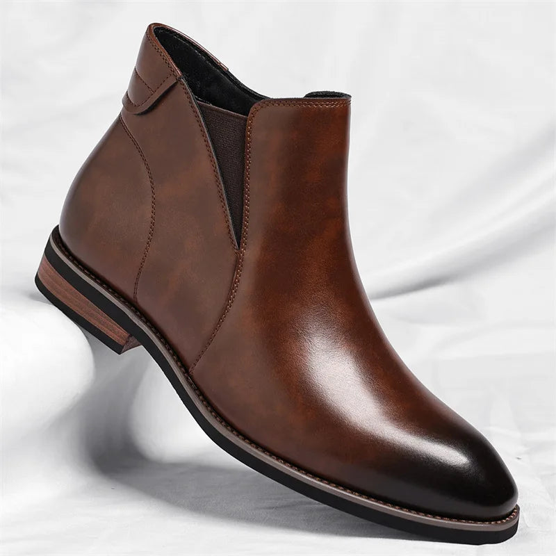 Men's Chelsea Boots Leather Slip-On Casual Footwear