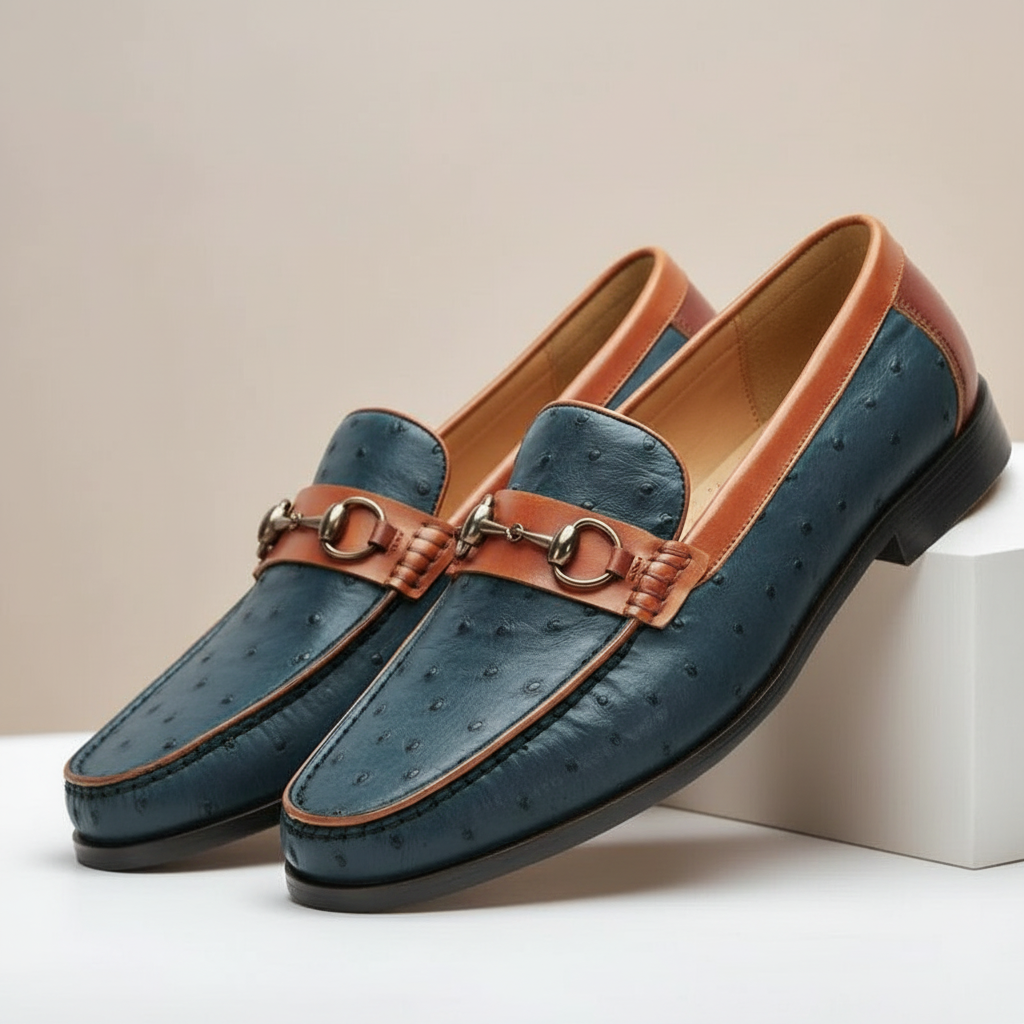 Men's Cowhide Leather Loafers Slip-On Casual Shoes