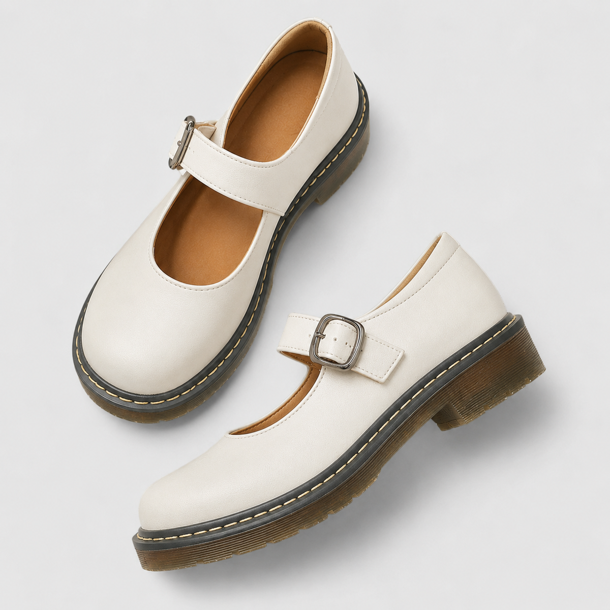 Women's Shoes with Buckle Strap and Chunky Sole
