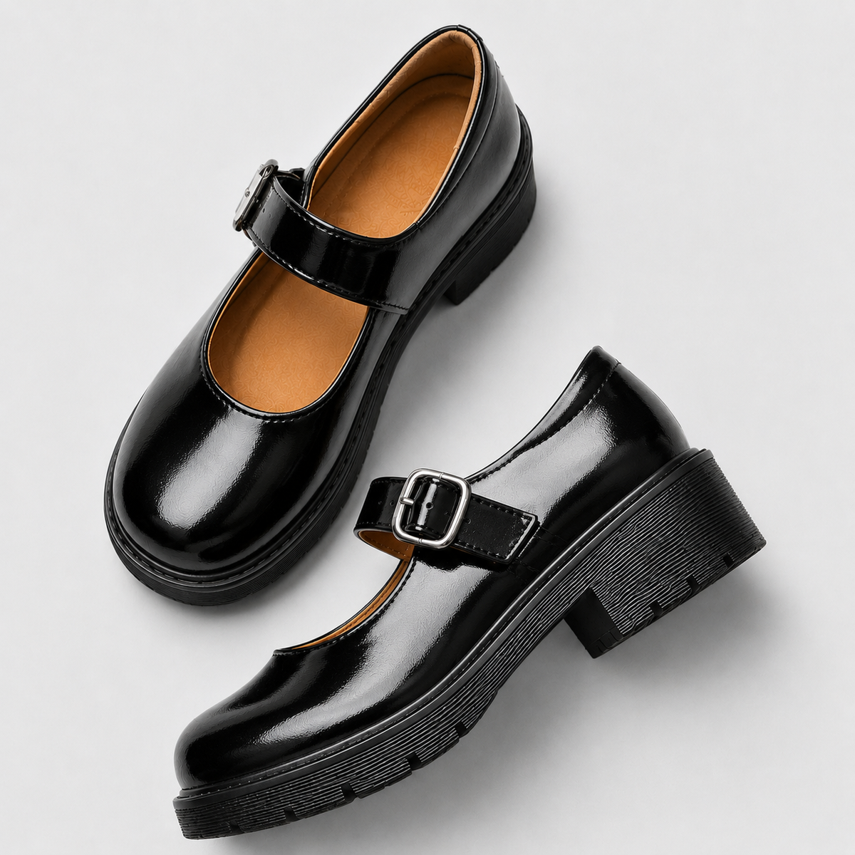 Women's Shoes with Buckle Strap and Chunky Sole