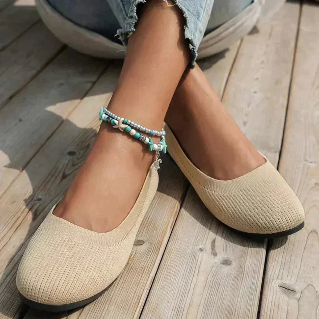 Beatrice | Women's Slip On Comfort Flats - Beige - Image 2