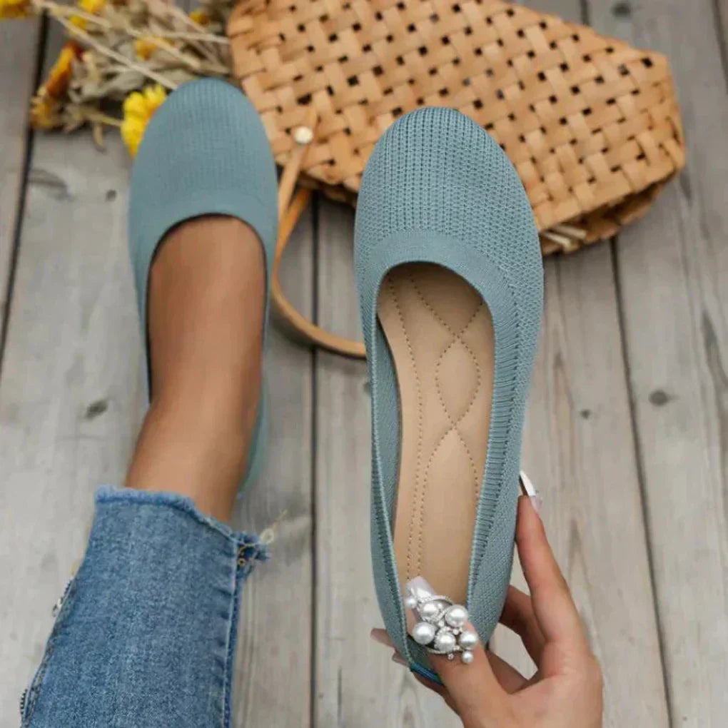 Beatrice | Women's Slip On Comfort Flats - Beige - Image 4