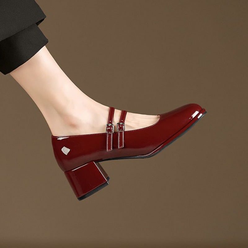 Block Heel Mary Jane Pumps with Ankle Strap for Women - View 3