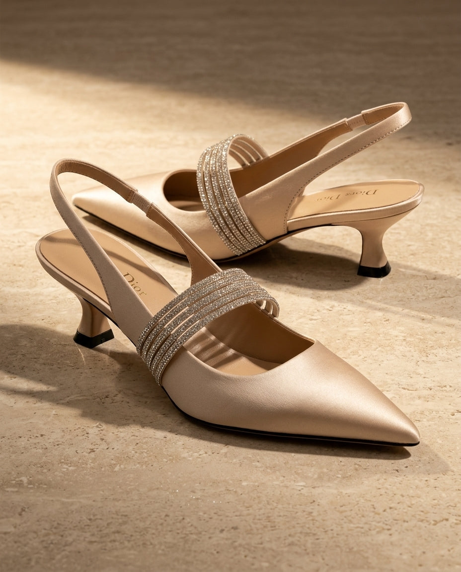 Suri Women's Satin Kitten Heels