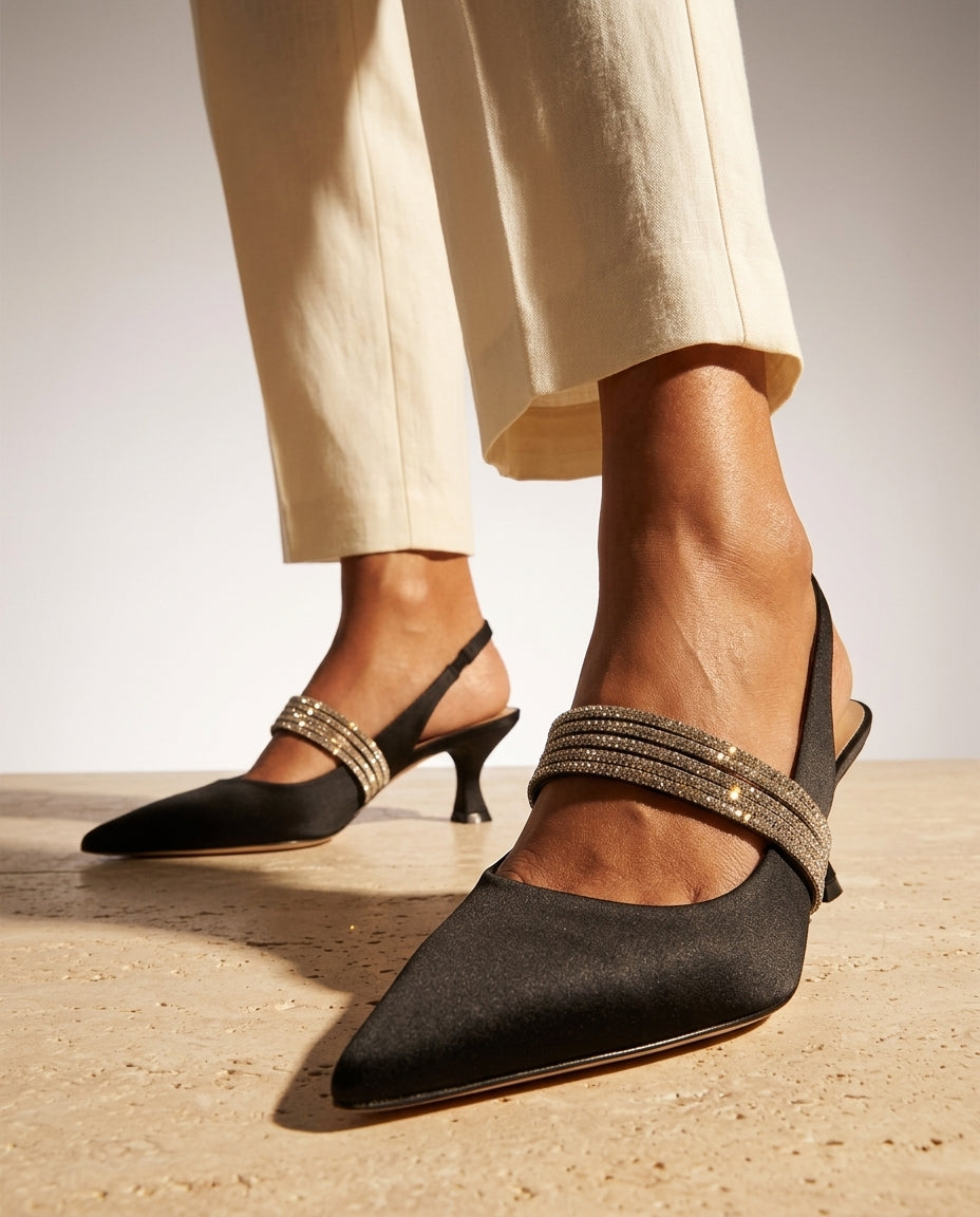 Suri Women's Satin Kitten Heels