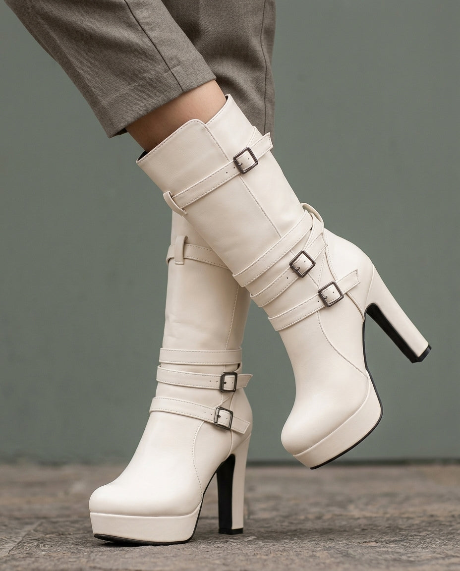 Saskia Women's Buckle Platform Boots