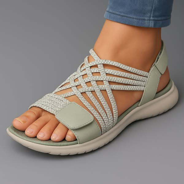 Women's Orthopedic Sandals Strappy Upper Hook and Loop Closure Casual Footwear