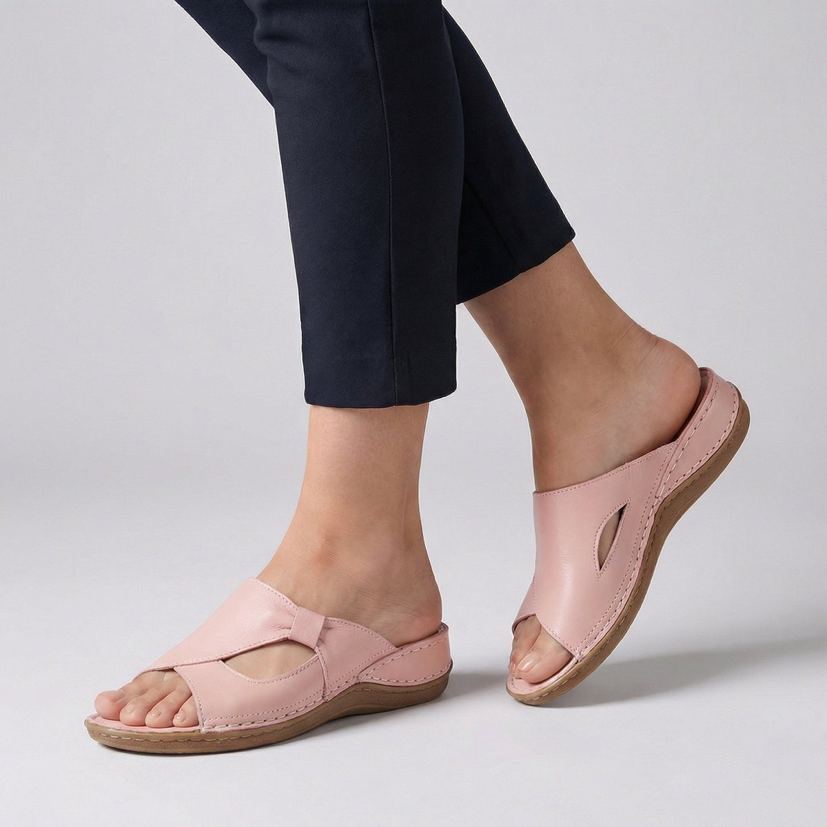 Dagna | Women's Slip-On Flat Mule Sandal with Cut-Out - Black - Image 3