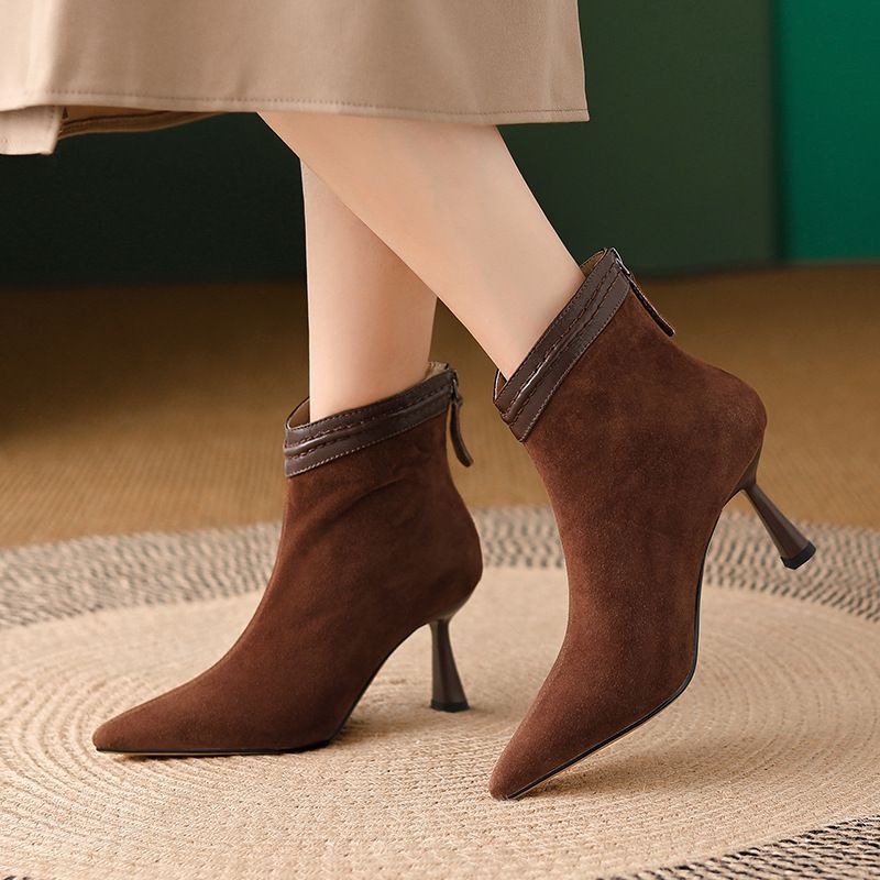Women's Ankle Boots with Chunky Heel and Side Zipper | Casual Footwear