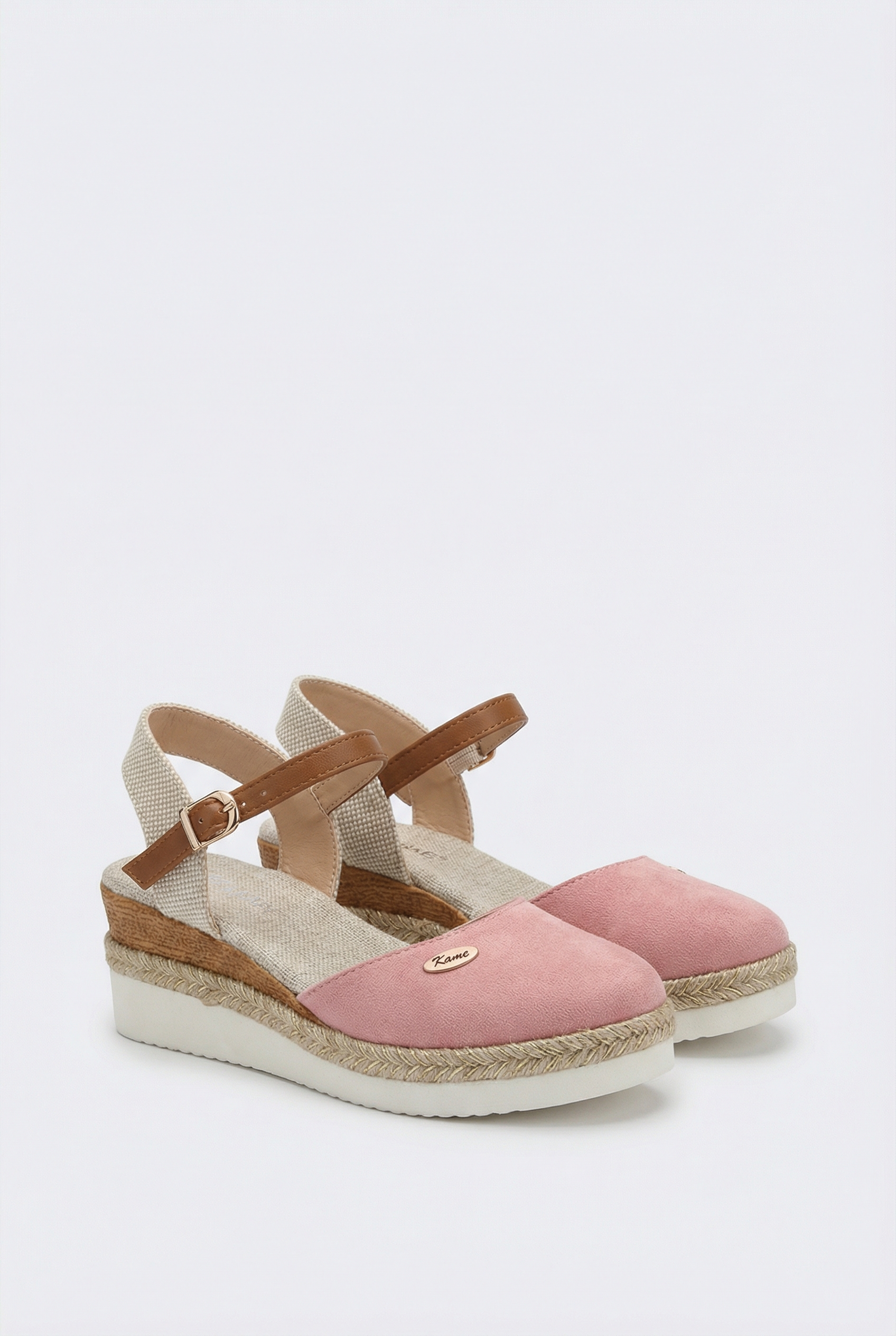 Women's Espadrilles Faux Suede and Canvas Closed-Toe with Jute Midsole and Adjustable Strap