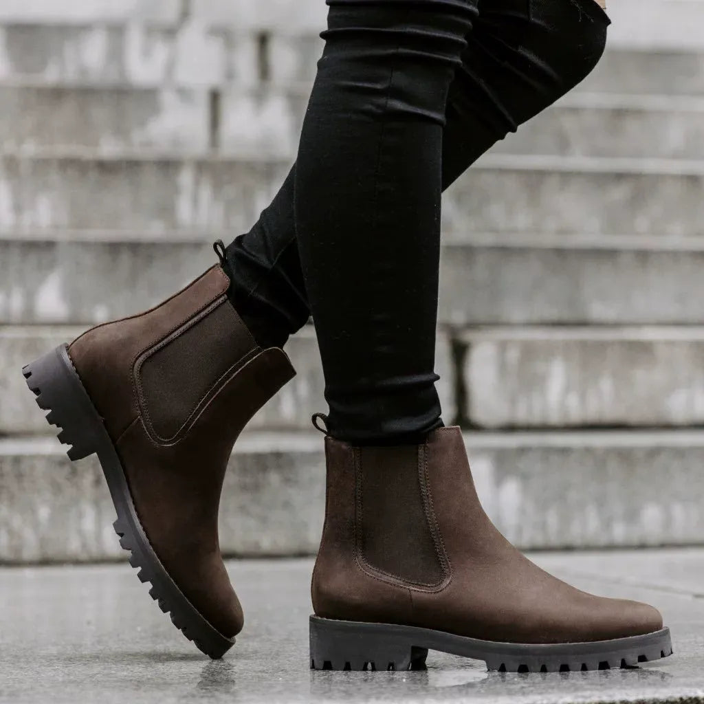 Women's Ankle Boots Chunky Lug Sole Sturdy Design Casual Footwear