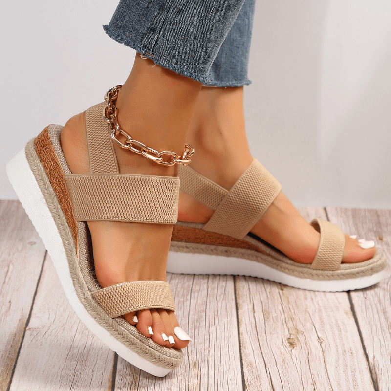 Women's Platform Sandals Elastic Straps Casual Footwear