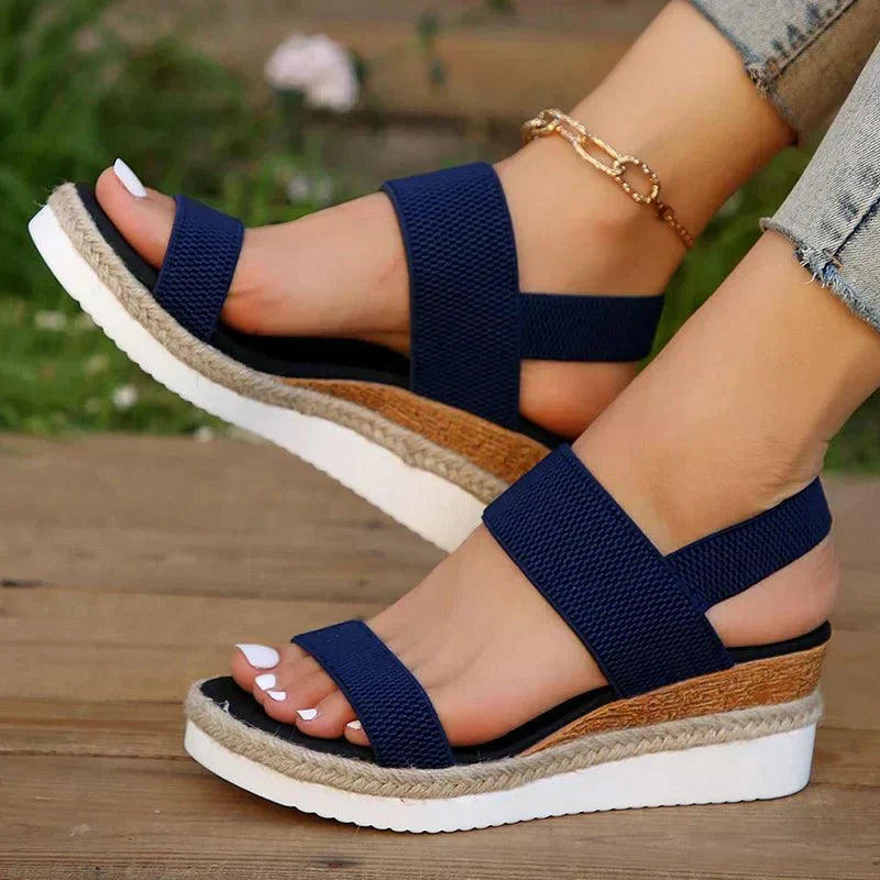 Women's Platform Sandals Elastic Straps Casual Footwear